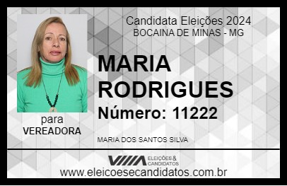 Candidato MARIA RODRIGUES 2024 - BOCAINA DE MINAS - Eleições