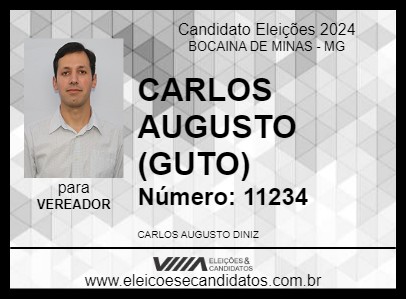 Candidato CARLOS AUGUSTO (GUTO) 2024 - BOCAINA DE MINAS - Eleições