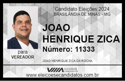 Candidato JOAO HENRIQUE ZICA 2024 - BRASILÂNDIA DE MINAS - Eleições