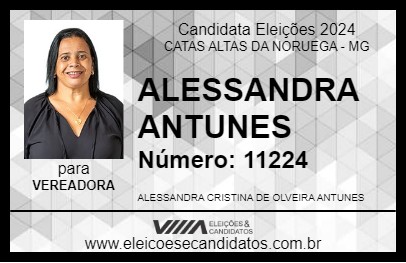 Candidato ALESSANDRA ANTUNES 2024 - CATAS ALTAS DA NORUEGA - Eleições