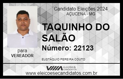 Candidato TAQUINHO DO SALÃO 2024 - AÇUCENA - Eleições