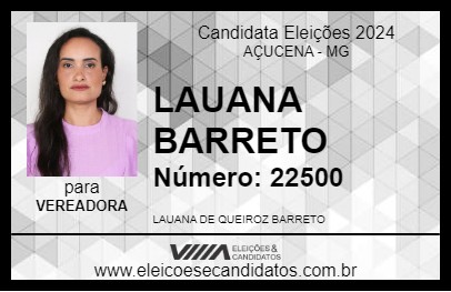 Candidato LAUANA BARRETO 2024 - AÇUCENA - Eleições