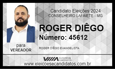 Candidato ROGER DIÊGO 2024 - CONSELHEIRO LAFAIETE - Eleições