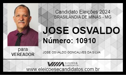 Candidato JOSE OSVALDO 2024 - BRASILÂNDIA DE MINAS - Eleições