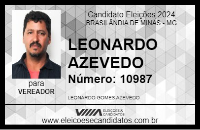 Candidato LEONARDO AZEVEDO 2024 - BRASILÂNDIA DE MINAS - Eleições