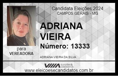 Candidato ADRIANA VIEIRA 2024 - CAMPOS GERAIS - Eleições