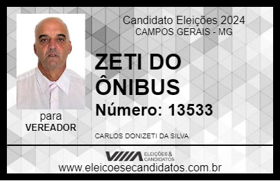 Candidato ZETI DO ÔNIBUS 2024 - CAMPOS GERAIS - Eleições