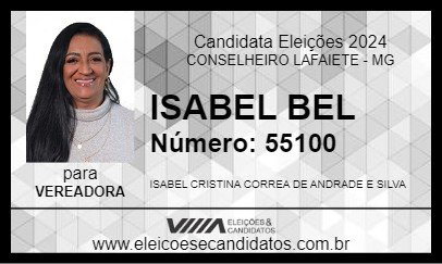 Candidato ISABEL BEL 2024 - CONSELHEIRO LAFAIETE - Eleições