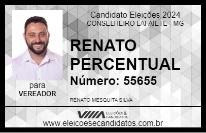 Candidato RENATO PERCENTUAL 2024 - CONSELHEIRO LAFAIETE - Eleições