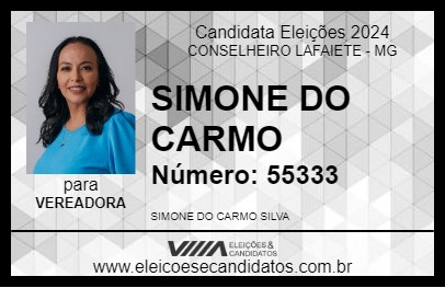 Candidato SIMONE DO CARMO 2024 - CONSELHEIRO LAFAIETE - Eleições