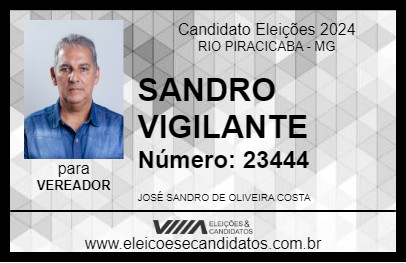 Candidato SANDRO VIGILANTE 2024 - RIO PIRACICABA - Eleições