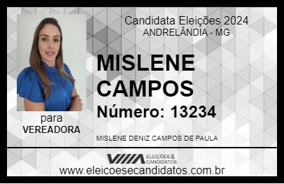 Candidato MISLENE CAMPOS 2024 - ANDRELÂNDIA - Eleições