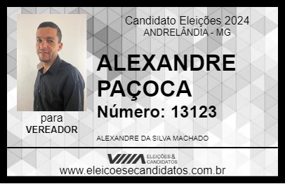 Candidato ALEXANDRE PAÇOCA 2024 - ANDRELÂNDIA - Eleições