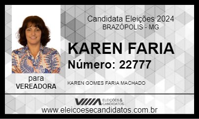 Candidato KAREN FARIA 2024 - BRAZÓPOLIS - Eleições