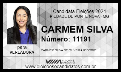 Candidato CARMEM SILVA 2024 - PIEDADE DE PONTE NOVA - Eleições