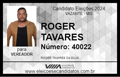 Candidato ROGER TAVARES 2024 - VAZANTE - Eleições