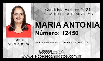 Candidato MARIA ANTONIA 2024 - PIEDADE DE PONTE NOVA - Eleições