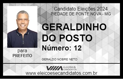 Candidato GERALDINHO DO POSTO 2024 - PIEDADE DE PONTE NOVA - Eleições