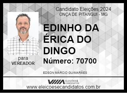 Candidato EDINHO DA ÉRICA DO DINGO 2024 - ONÇA DE PITANGUI - Eleições