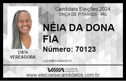 Candidato NÉIA DA DONA FIA 2024 - ONÇA DE PITANGUI - Eleições