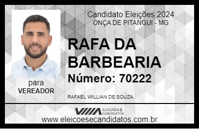 Candidato RAFA DA BARBEARIA 2024 - ONÇA DE PITANGUI - Eleições