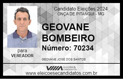 Candidato GEOVANE BOMBEIRO 2024 - ONÇA DE PITANGUI - Eleições