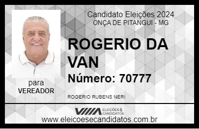 Candidato ROGERIO DA VAN 2024 - ONÇA DE PITANGUI - Eleições