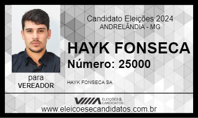 Candidato HAYK FONSECA 2024 - ANDRELÂNDIA - Eleições