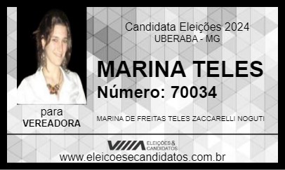 Candidato MARINA TELES 2024 - UBERABA - Eleições