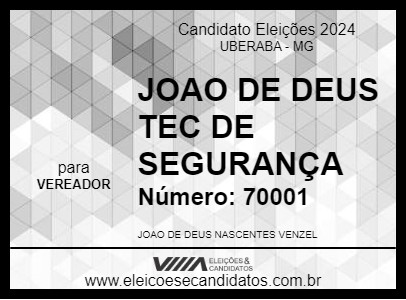 Candidato JOAO DE DEUS TEC DE SEGURANÇA 2024 - UBERABA - Eleições