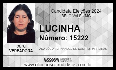 Candidato LUCINHA 2024 - BELO VALE - Eleições