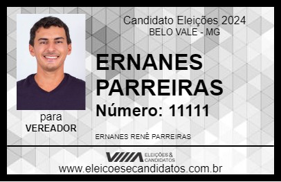 Candidato ERNANES PARREIRAS 2024 - BELO VALE - Eleições