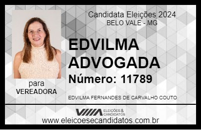 Candidato EDVILMA ADVOGADA 2024 - BELO VALE - Eleições