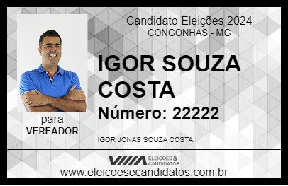 Candidato IGOR SOUZA COSTA 2024 - CONGONHAS - Eleições