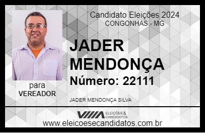 Candidato JADER MENDONÇA 2024 - CONGONHAS - Eleições