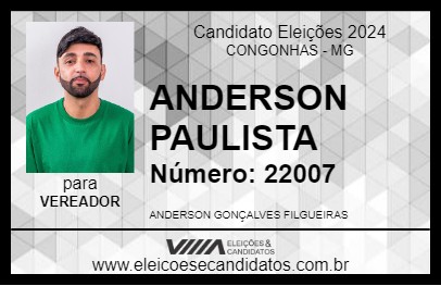 Candidato ANDERSON PAULISTA 2024 - CONGONHAS - Eleições