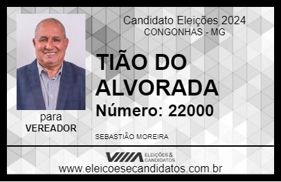 Candidato TIÃO DO ALVORADA 2024 - CONGONHAS - Eleições