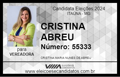 Candidato CRISTINA ABREU 2024 - ITAÚNA - Eleições