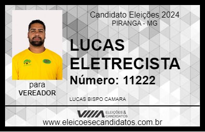 Candidato LUCAS ELETRICISTA 2024 - PIRANGA - Eleições