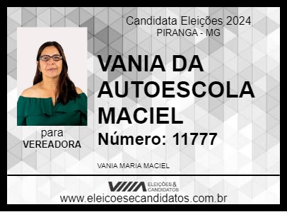 Candidato VANIA DA AUTOESCOLA MACIEL 2024 - PIRANGA - Eleições