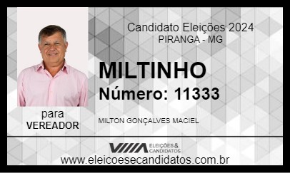 Candidato MILTINHO 2024 - PIRANGA - Eleições