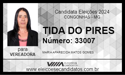 Candidato TIDA DO PIRES 2024 - CONGONHAS - Eleições