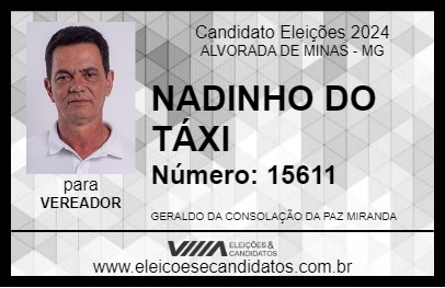 Candidato NADINHO DO TÁXI 2024 - ALVORADA DE MINAS - Eleições