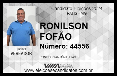 Candidato RONILSON FOFÃO 2024 - PATIS - Eleições