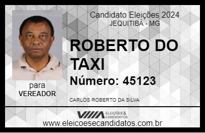 Candidato ROBERTO DO TAXI 2024 - JEQUITIBÁ - Eleições