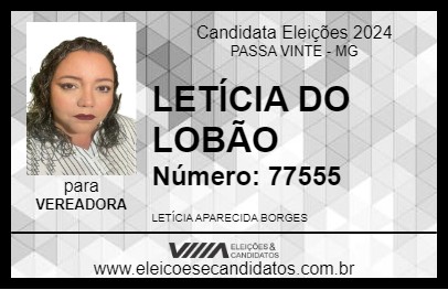 Candidato LETÍCIA DO LOBÃO 2024 - PASSA VINTE - Eleições