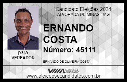 Candidato ERNANDO COSTA 2024 - ALVORADA DE MINAS - Eleições