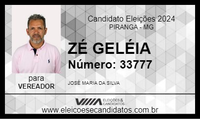 Candidato ZÉ GELÉIA 2024 - PIRANGA - Eleições