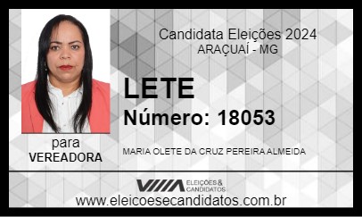 Candidato LETE 2024 - ARAÇUAÍ - Eleições