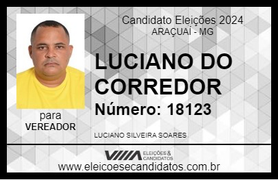 Candidato LUCIANO DO CORREDOR 2024 - ARAÇUAÍ - Eleições